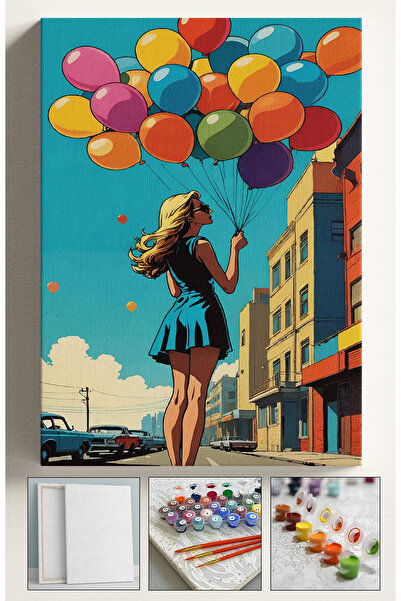 Akihabara Sayılarla Boyama Hobi Seti Çerçeveli Numaralı Tuval Fırça Boya Kasn...