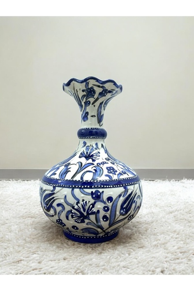 STORESZA El Yapımı Kütahya Çini 25 cm Dekoratif Vazo