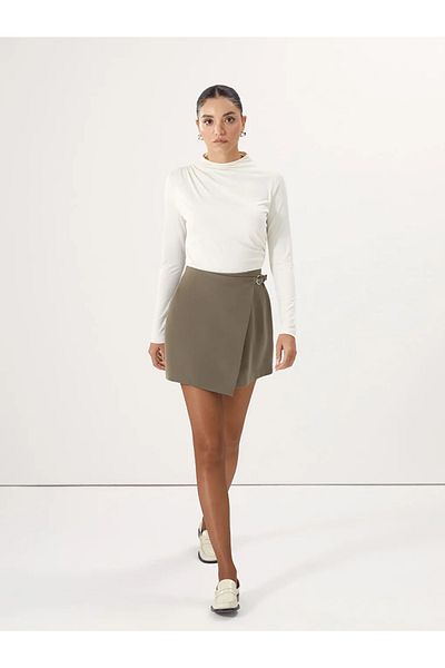 LC Waikiki Γυναικείο κορμάκι LCW Vision Ecru Stand Collar