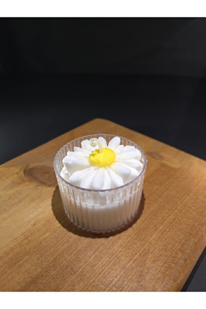 barlomoodhandcrafts Dekoratif Vanilya Kokulu Papatya Soya Mum