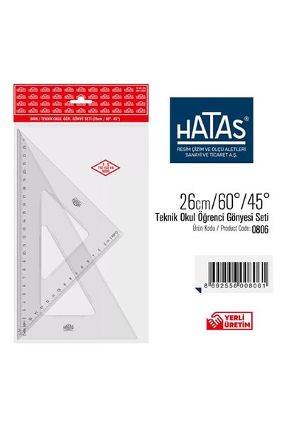 HATAS technical picture drawing ruler set (angle meter, miter, circle template and ruler)