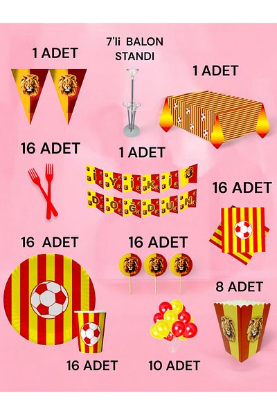 VibeHome Red Yellow Themed 2XL Pack for 16 - Birthday Party & Fun Events