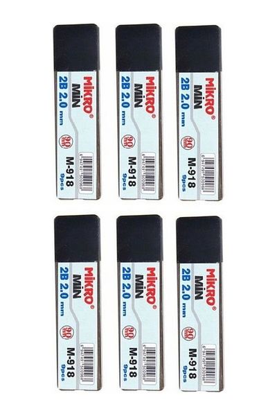 Mikro 2.0mm 2b Black Pen Tip - 6 Pieces