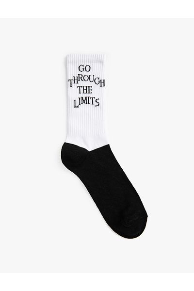 Koton Slogan Embroidered Socket Socks