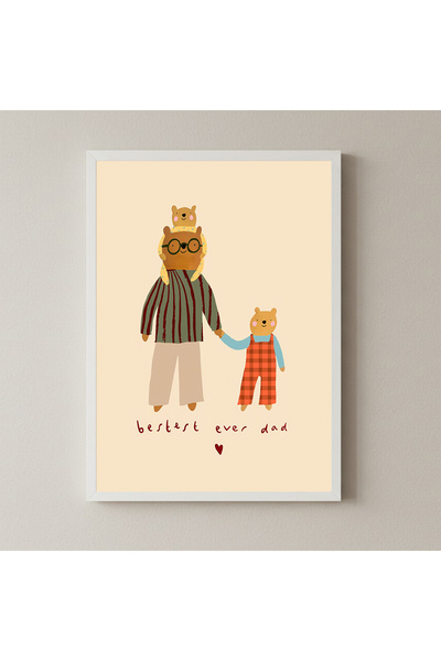 Peppy Rooms Beyaz Çerçeveli Tablo Best Dad,Baba,Çocuk PEPPY-100