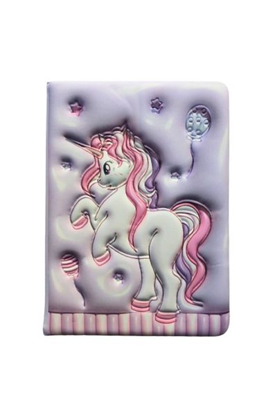 Glanart Puffy Cute Unicorn Notepad 13 X 18 cm 96 Ypr. Striped Lilac