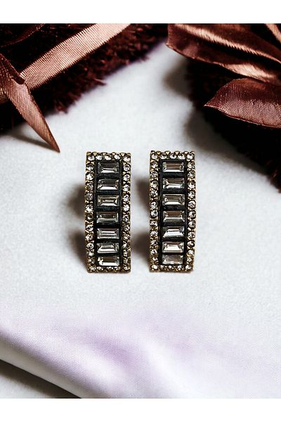FAYRA ACCESSORIES Zircon Stone Diamond Mounted Earrings