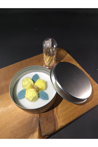 %100 Doğal Soya Wax Dekoratif Teneke Mum (Tomurcuk Gül)