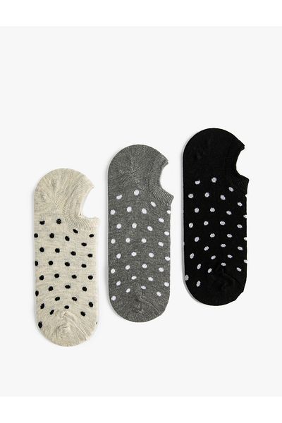 Koton Set of 3 Polka Dot Booties Socks - Multicolored