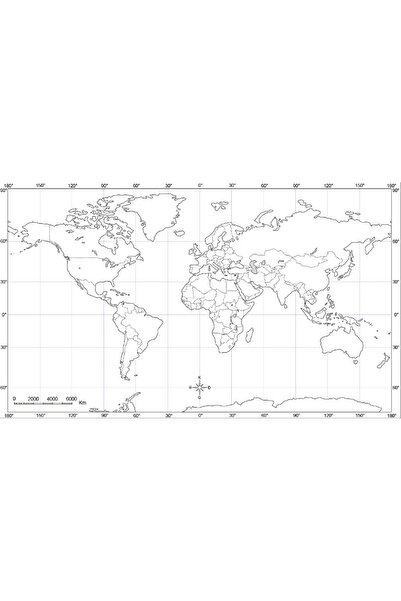 Glanart a3 boy dilsiz dünya haritası siyasi 10 adet