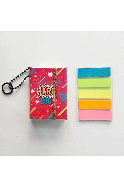 Glanart rubberized mini book postit and neon bookmark set adhesive 5 cm x 6.5 cm