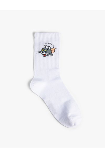 Koton Tom and Jerry Socket Socks Licensed Embroidered