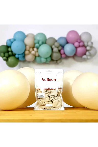 Kalisan Retro Balloon White Sand (Sea Sand) 12 Inch 10 Pieces