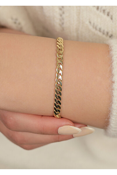 kuyumcu nurettin 6 (GRAM)5 Mm Italyan Gurmet Bileklik Künye 14 Ayar Altın (YEŞİL-ROSE-SARI-BEYAZ)