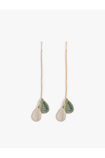 Koton Dangle Earrings with Drop Shaped Colorful Stones