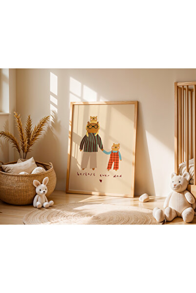 Peppy Rooms Doğal Ahşap Çerçeveli Tablo Best Dad ,Baba,Çocuk PEPPY-100
