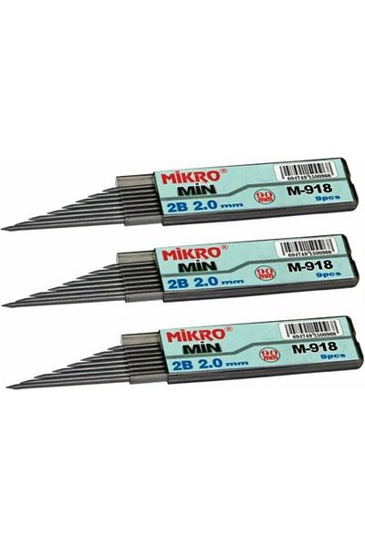 Mikro 2.0mm 2b Black Pen Tip - 3 Pieces
