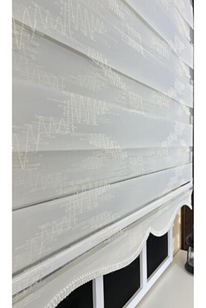 StorBurada Zebra Stor Nakışlı Ekru Etek Dilimli ST 124