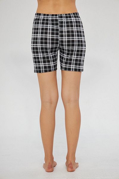 Oyga Pijamale de damă negre cu model în carouri - pantaloni scurți sezonieri cu talie elastică
