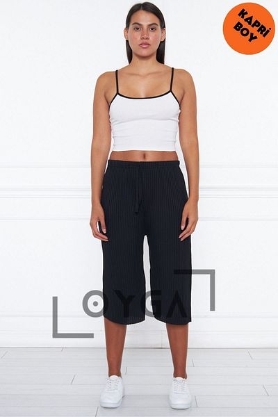 Oyga Pantaloni negri cu nervuri și pantaloni de trening - Casual Report Home Wear Pijamale