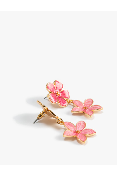 Koton Küpe Çiçekli Emaye Sallantılı Çok Renkli