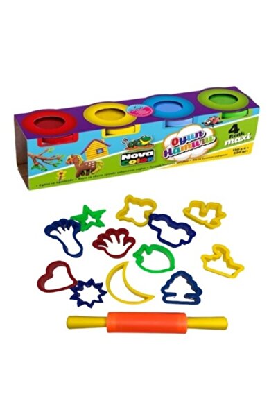 Nova Color 4-Piece Large Size Play Dough Set and Mold with Roller