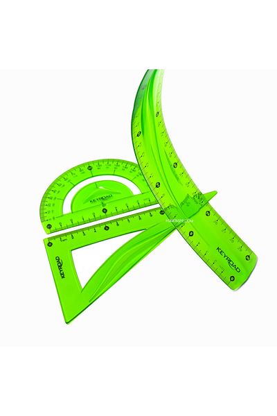 KEYROAD 30 cm flexible unbreakable ruler miter set green