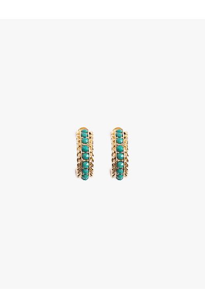 Koton Hoop Earrings with Color Contrast Rhinestones