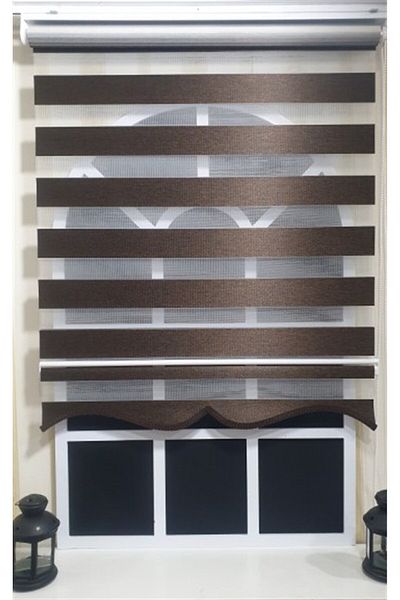 StorBurada Dark Brown Zebra Roller Blind Skirt - Sectional, St 034