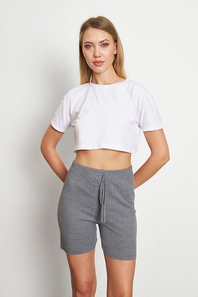 Oyga Smoked Women's - Ležérní Pohodlné žebrované šortky Pyžamové kalhoty