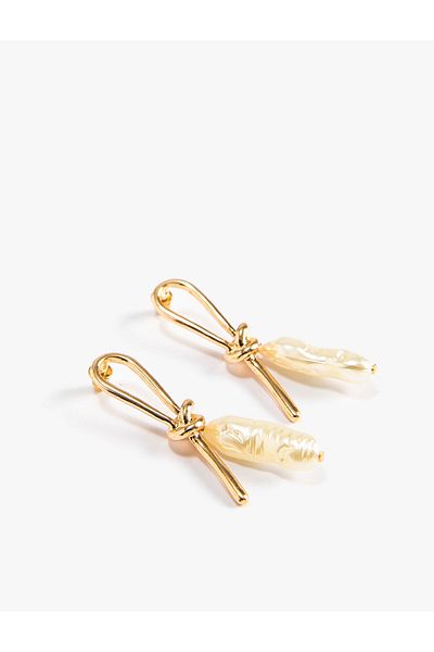 Koton Pearl Earrings Bow Shaped