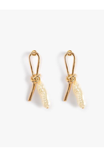 Koton Pearl Earrings Bow Shaped
