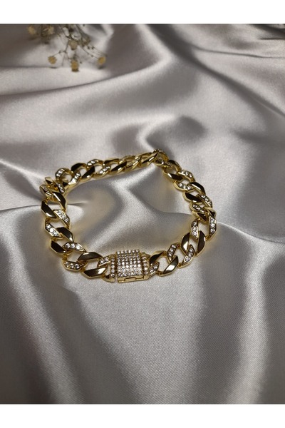 MyCarya Jewelry 14k Altın Kaplama Xuping Zirkon Taşlı Gold Çelik Bileklik