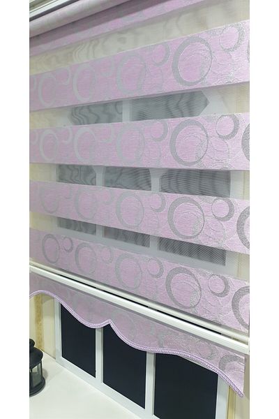 StorBurada Zebra Roller Blinds Ring Pattern Lilac Silver Glitter Skirt Sectional Stb901