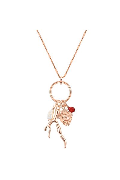 Lulu & Jane Modeschmuckhalskette Kette roségold Süßwasser-Zuchtperle weiß