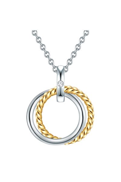 Lulu & Jane Diamanthalskette Kette Mit Anhänger Sterling Silber Bi-color Diamant Weiß