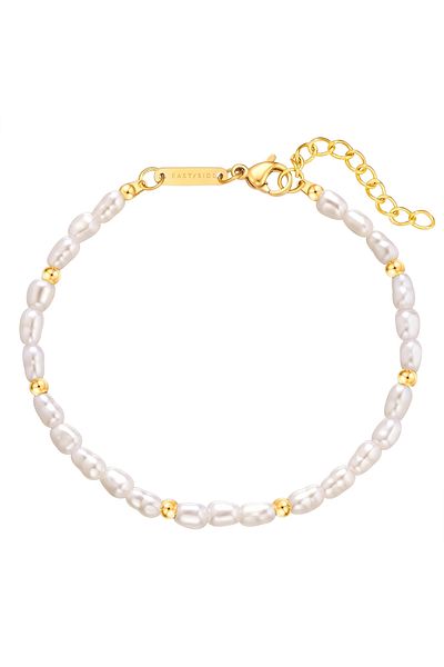 eastside Edelstahlarmband Armband Edelstahl Gelbgold Perle (SYNTH.) Weiß
