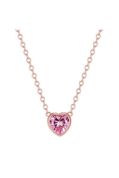 Trilani Silberhalskette Kette mit Anhänger Sterling Silber roségold Zirkonia rosa
