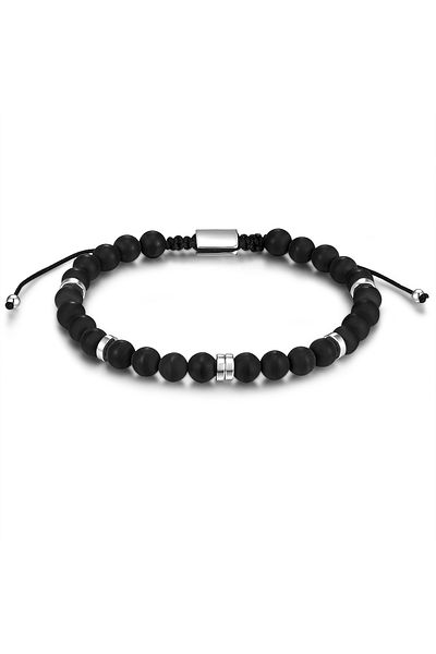 Männerglanz Edelsteinarmband Armband Sterling Silber Achat schwarz