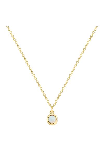 Glanzstücke München Silberhalskette Kette mit Anhänger Sterling Silber gelbgold Opal (synth.)