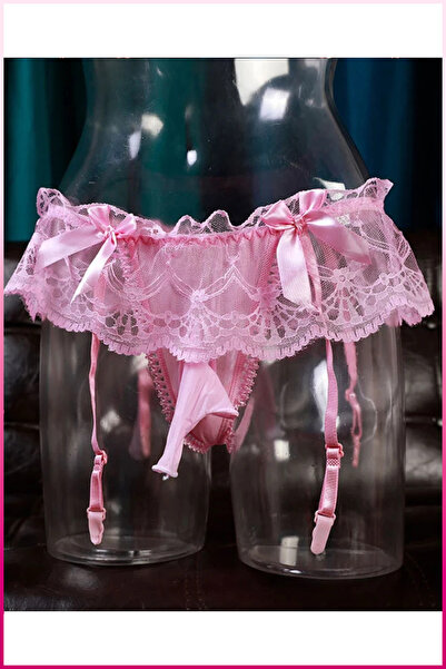 Veille Men's Pink Lace Nightgown Thong and Fantasy Underwear