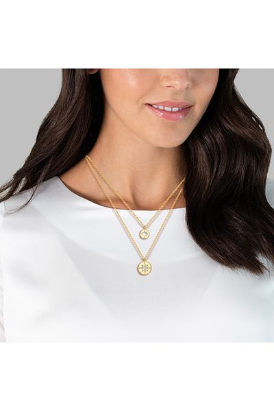 Lulu & Jane Modeschmuckhalskette Kette Mit Anhänger Gelbgold Zirkonia Weiß