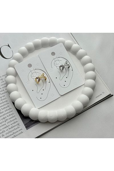 CA SHOPPİNG Double Pattern Stone Steel Anti-Starned Stainless Cycling Earring