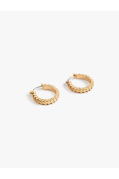Koton Textured Steel Hoop Earrings