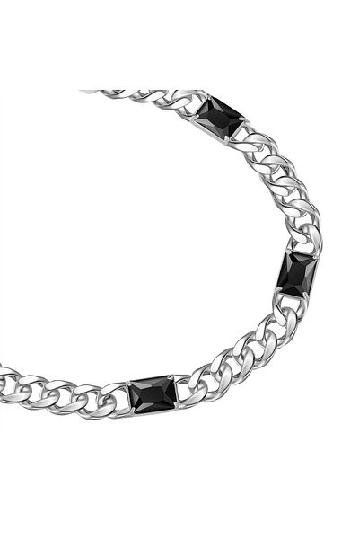 True Rebels Edelstahlarmband Armband Edelstahl Zirkonia schwarz