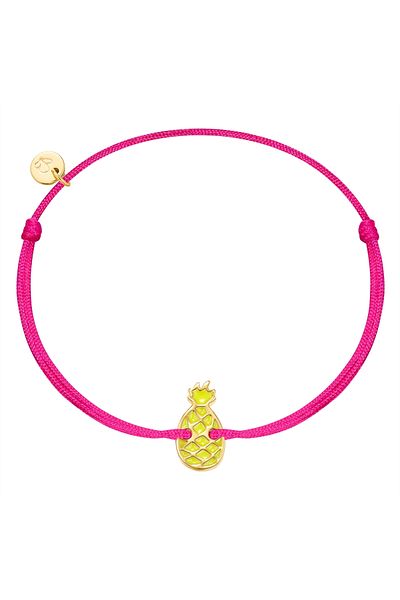 Glanzstücke München Textilarmband Armband Sterling Silber gelbgold Textil (pink) Emaille gelb