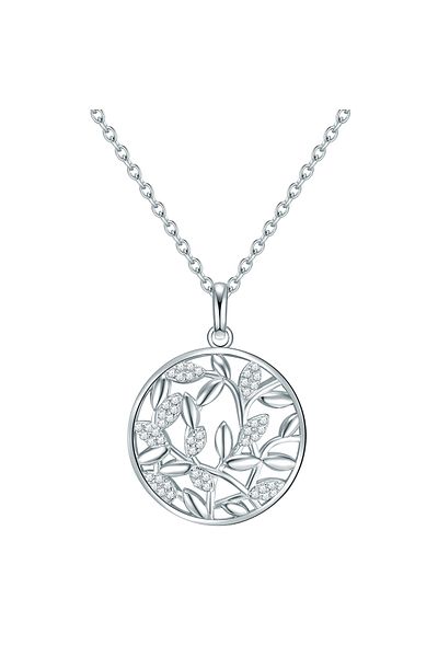Lulu & Jane Silberhalskette Kette Mit Anhänger Sterling Silber Zirkonia Weiß