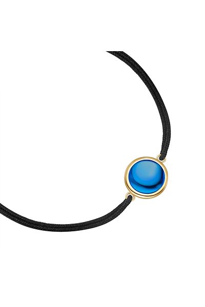 Glanzstücke München Textilarmband Armband Sterling Silber gelbgold Textil (schwarz) Zirkonia blau