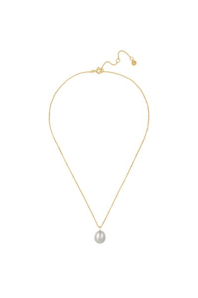 Glanzstücke München Silberhalskette Kette mit Anhänger Sterling Silber gelbgold Süßwasser-Zuchtperle grau