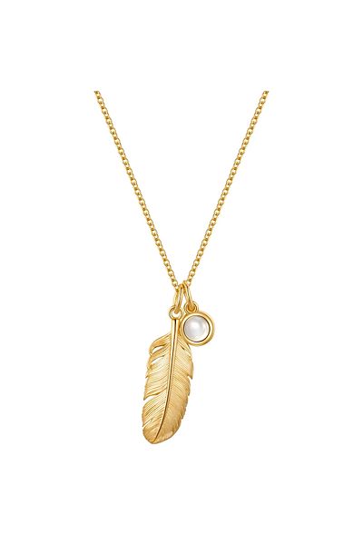 Glanzstücke München Silberhalskette Kette Mit Anhänger Sterling Silber Gelbgold Mondstein (SYNTH.)